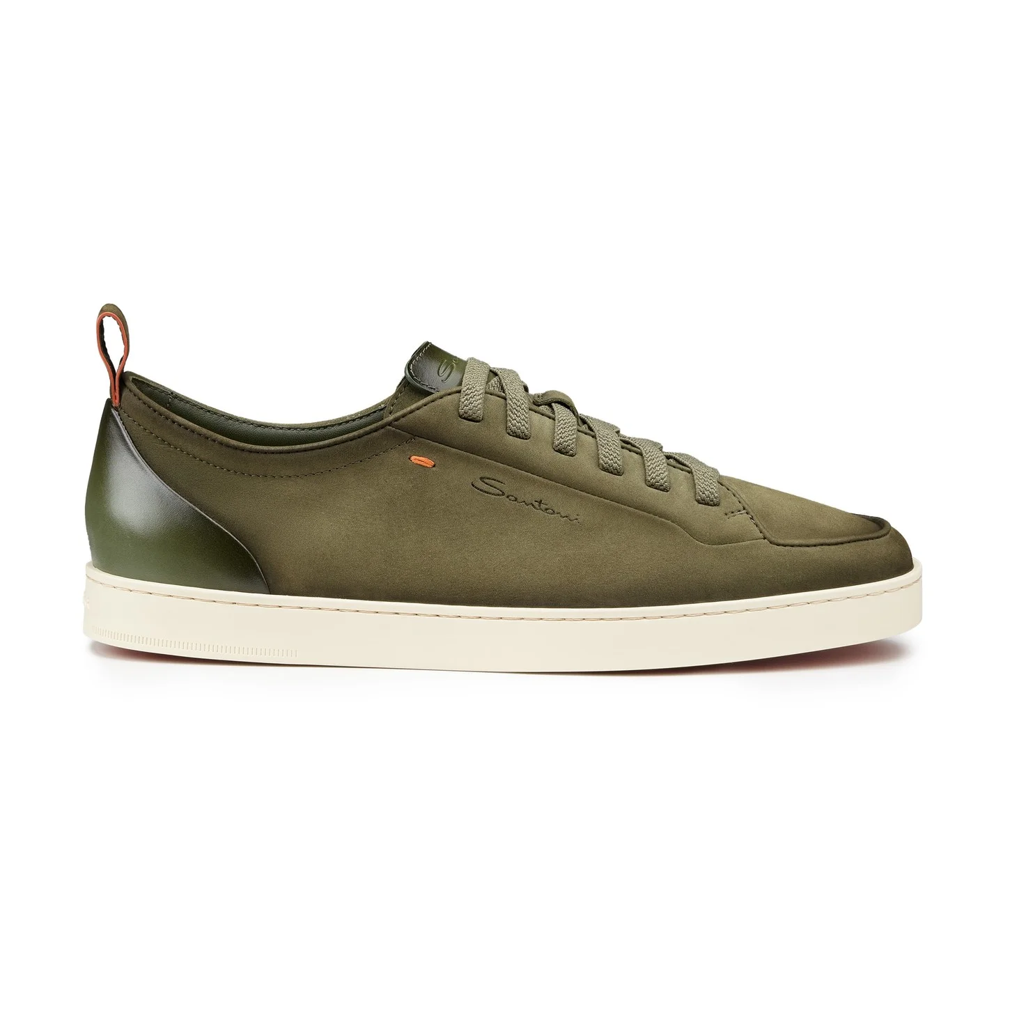 Men's green nubuck Santoni Off-duty sneaker - 1