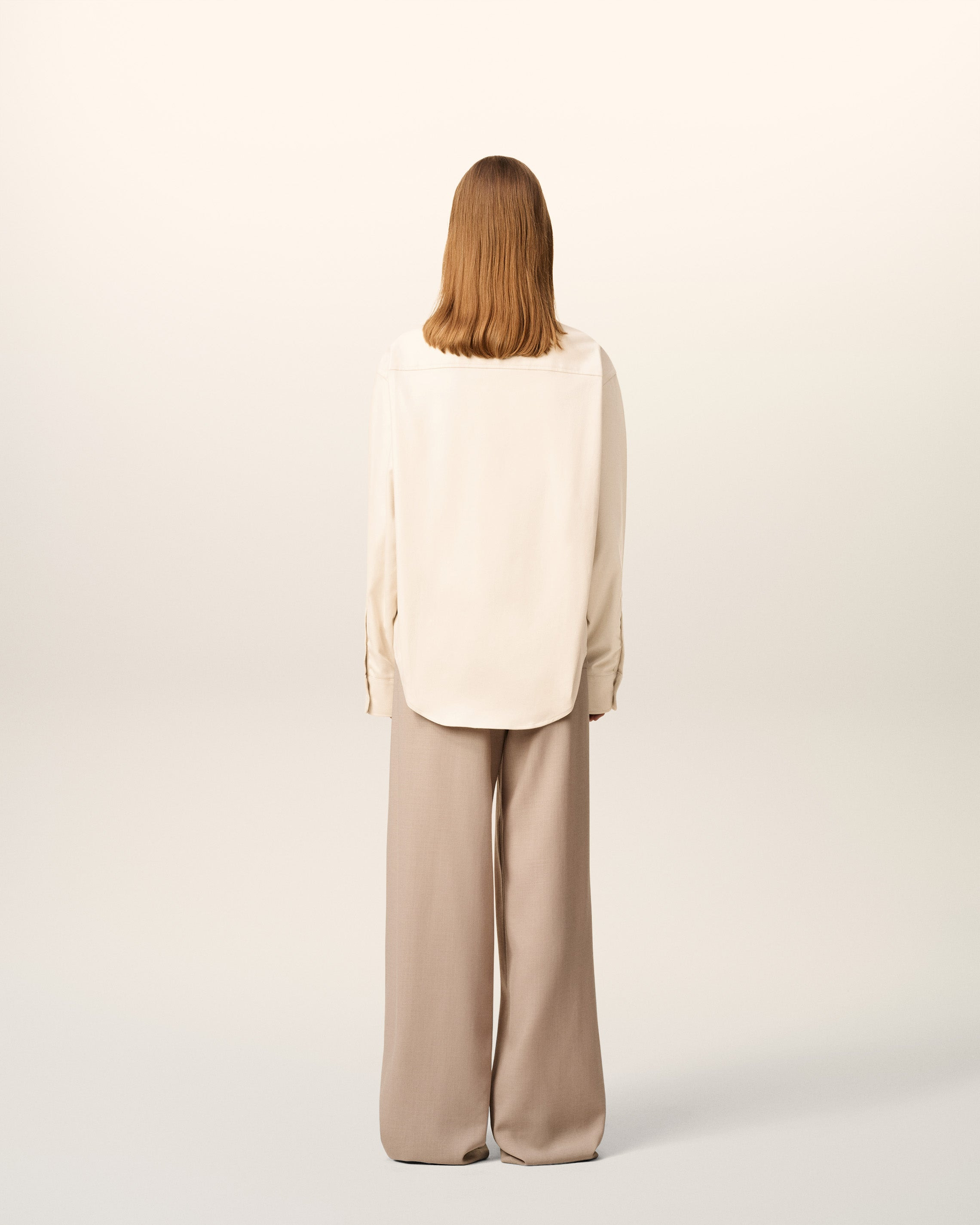 BEIGE COTTON EMBOSSED AMI DE COEUR BOXY SHIRT - 2