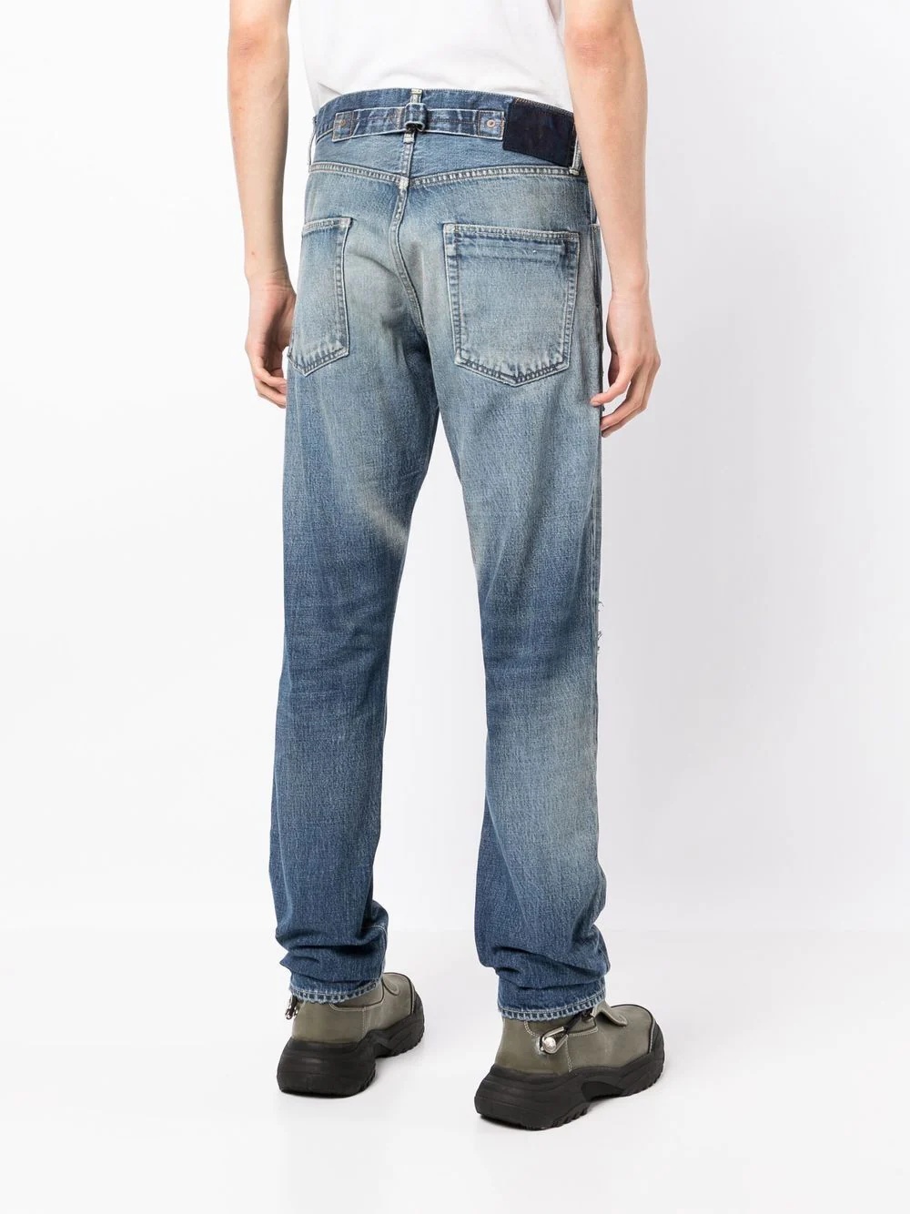 distressed-finish straight-leg jeans - 4