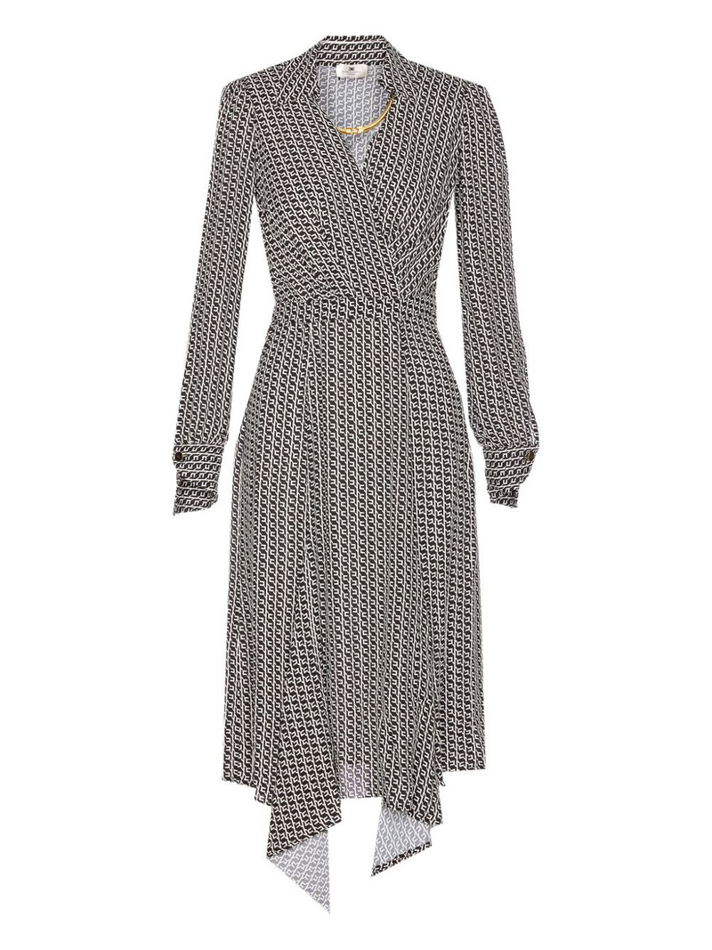 geometric-print V-neck midi dress 1