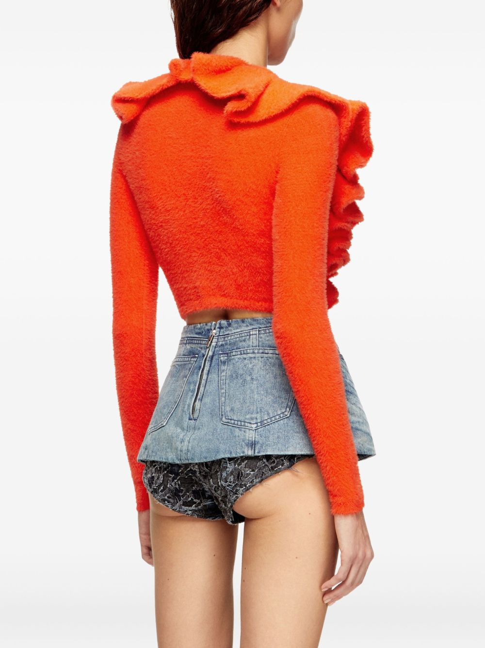 plush ruffled cardigan - 4