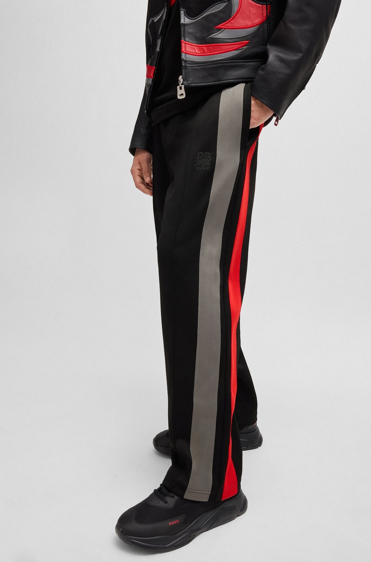 HUGO X RB OVERSIZE-FIT TROUSERS WITH TAPE AND SIGNATURE BULL ICON - 3