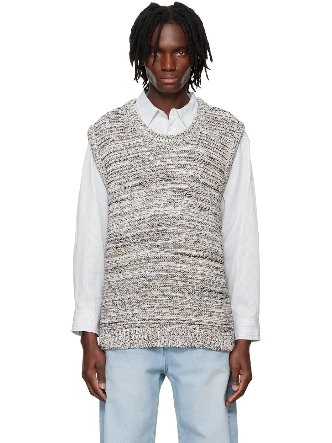 Black & White Marled Vest - 1