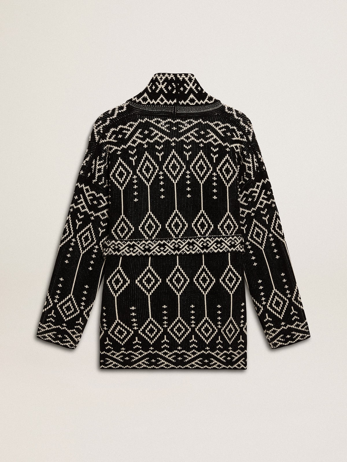 Women’s black cardigan with belt and crystals - 7