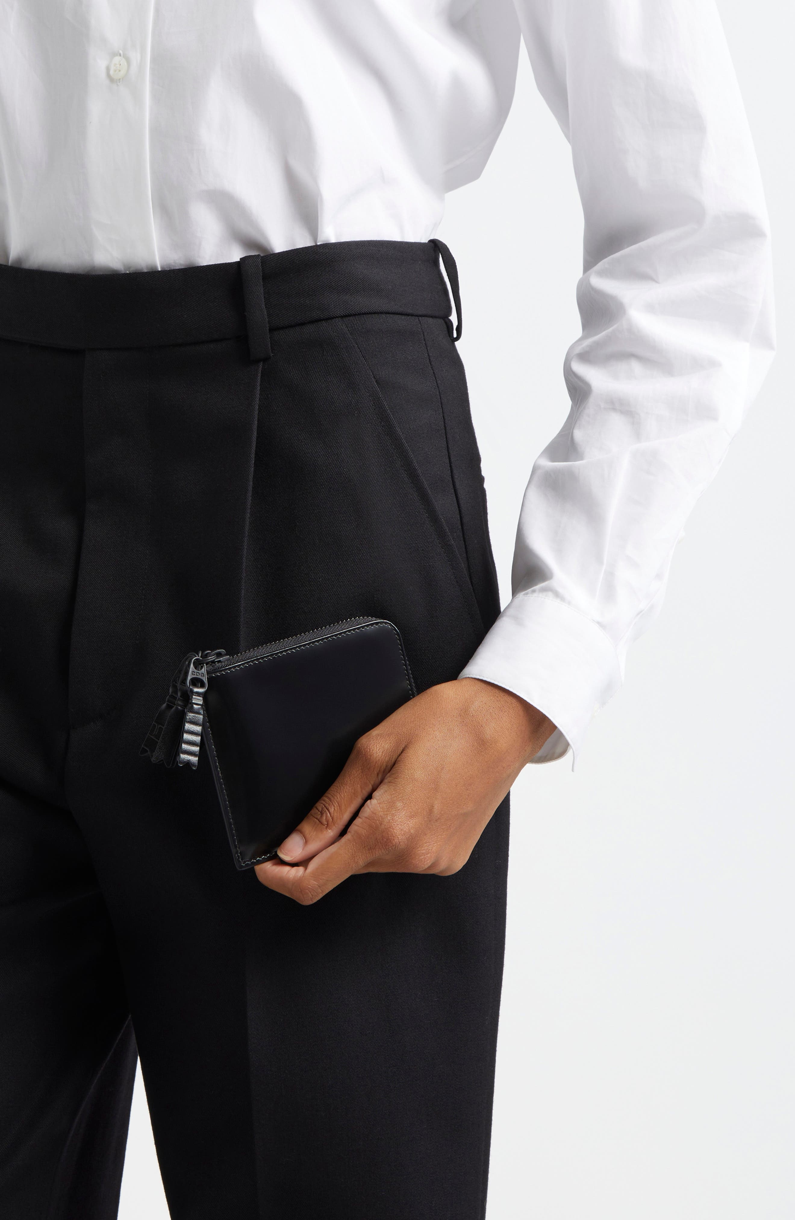 Comme des Garçons Wallets Zipper Medley Leather Half Zip Wallet in Black at Nordstrom - 3