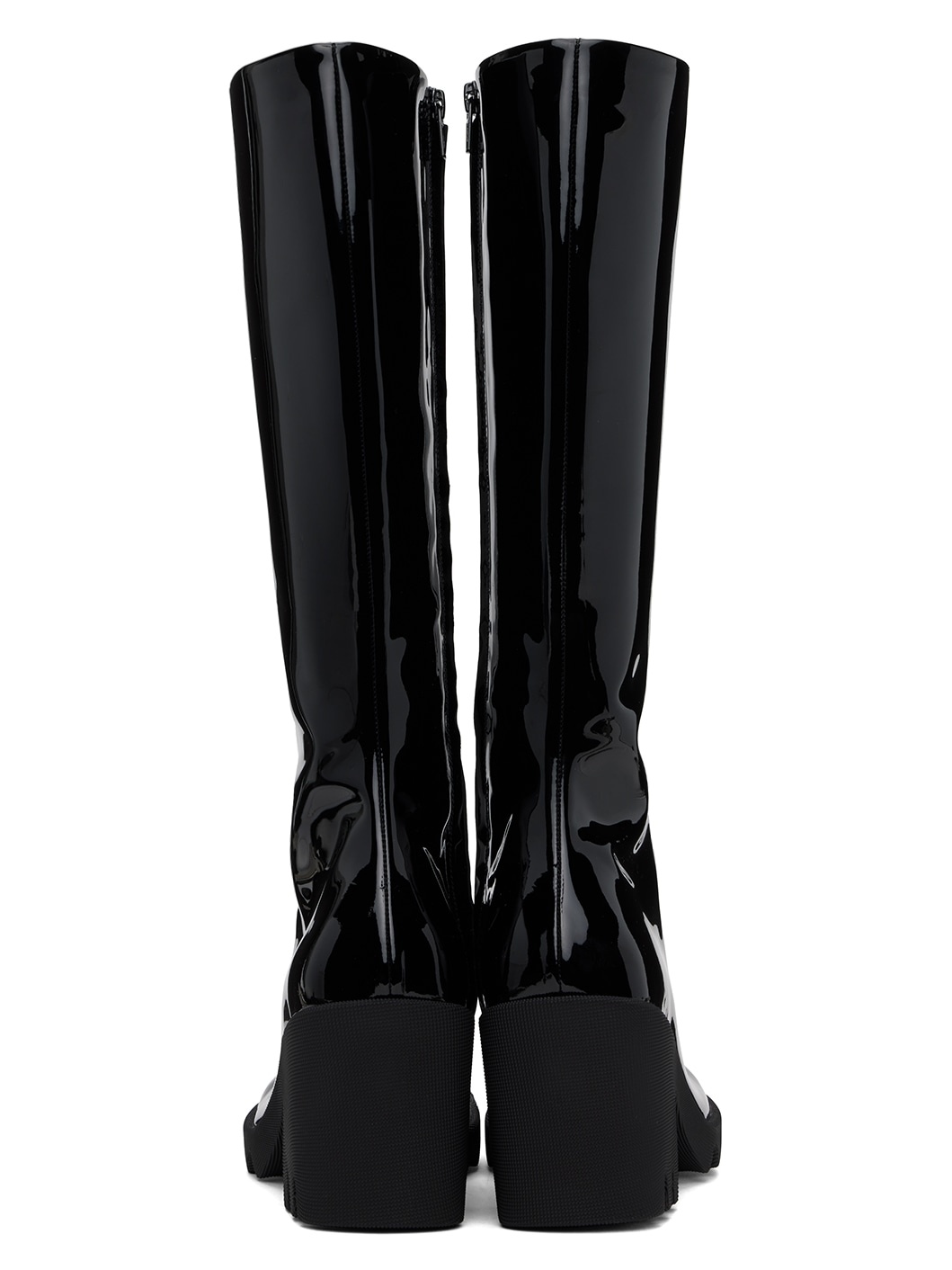 Black Leather Stride Boots - 2