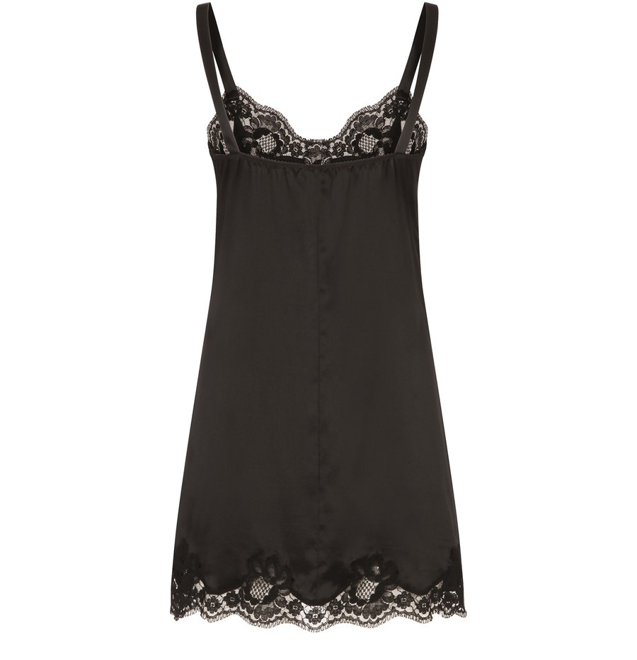 Satin lingerie-style slip with lace detailing - 3