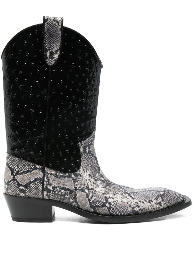 snakeskin-embossed cowboy boot 1