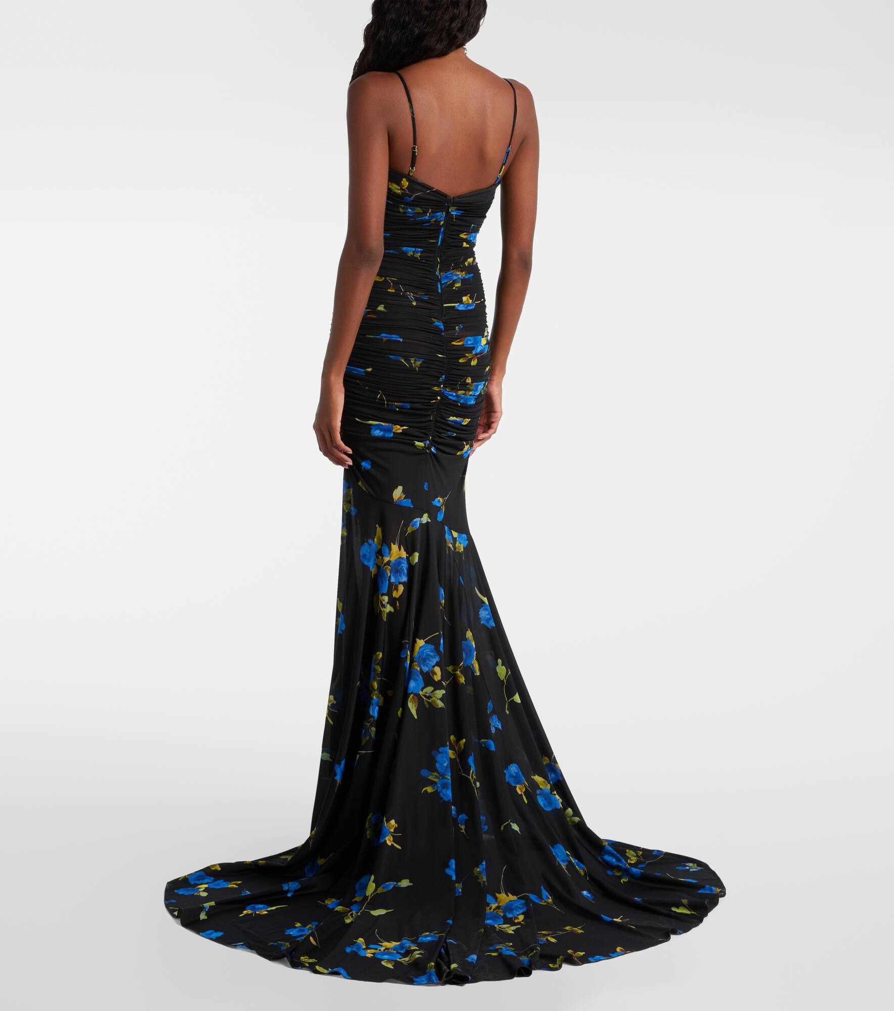 Floral draped jersey maxi dress - 3