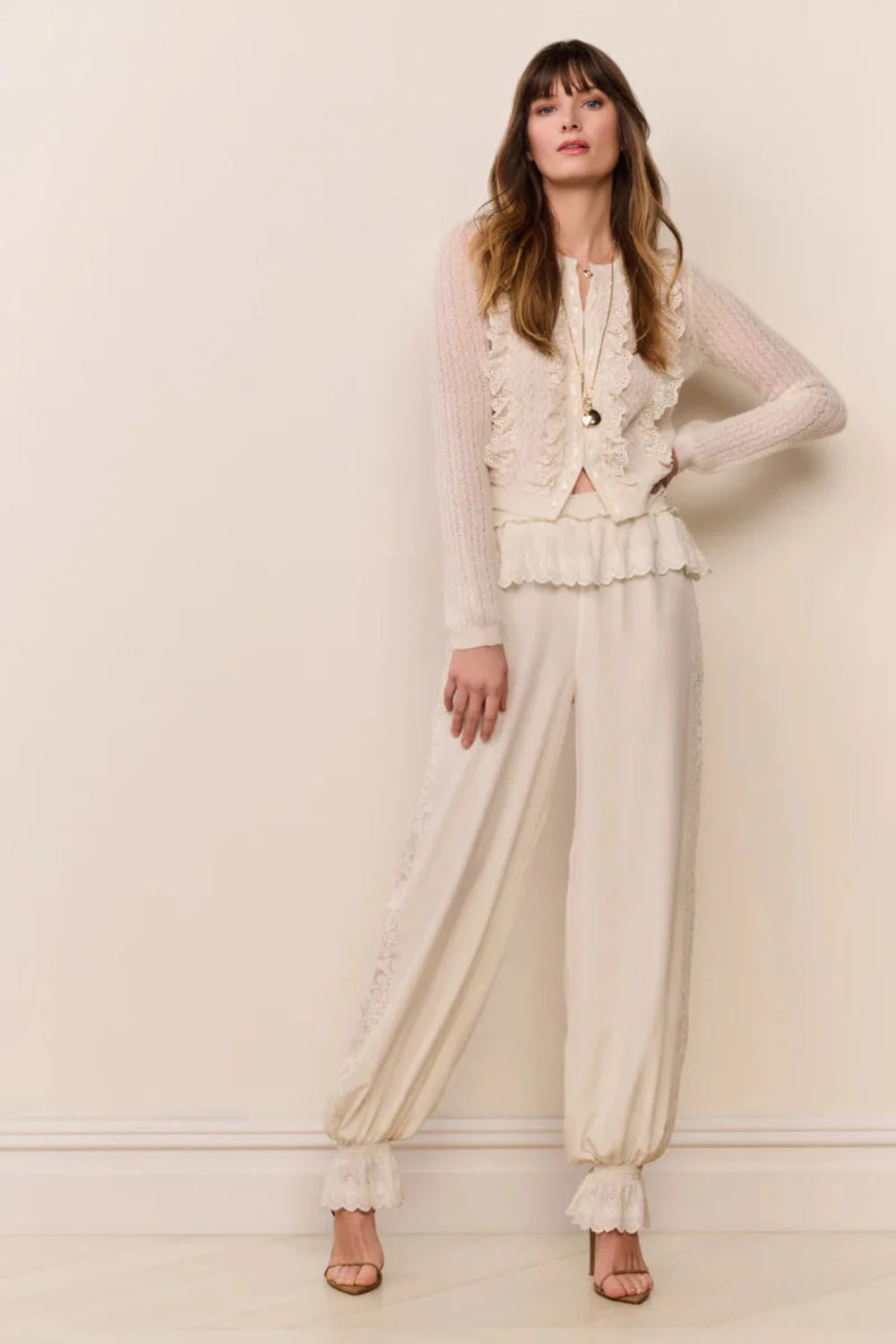 Clyra Silk Lace-Trimmed Balloon Pant - 1