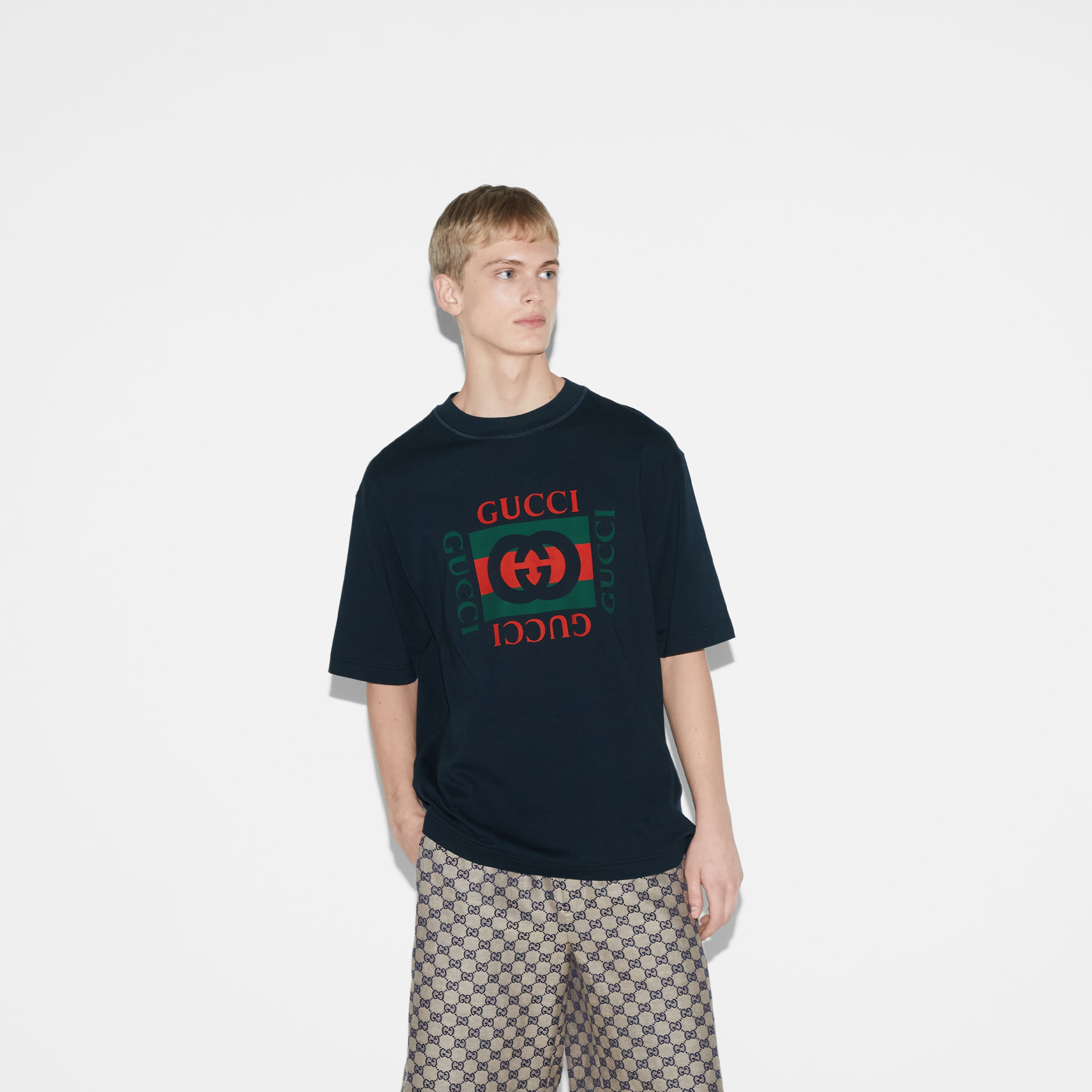 Cotton jersey T-shirt with Gucci print - 3