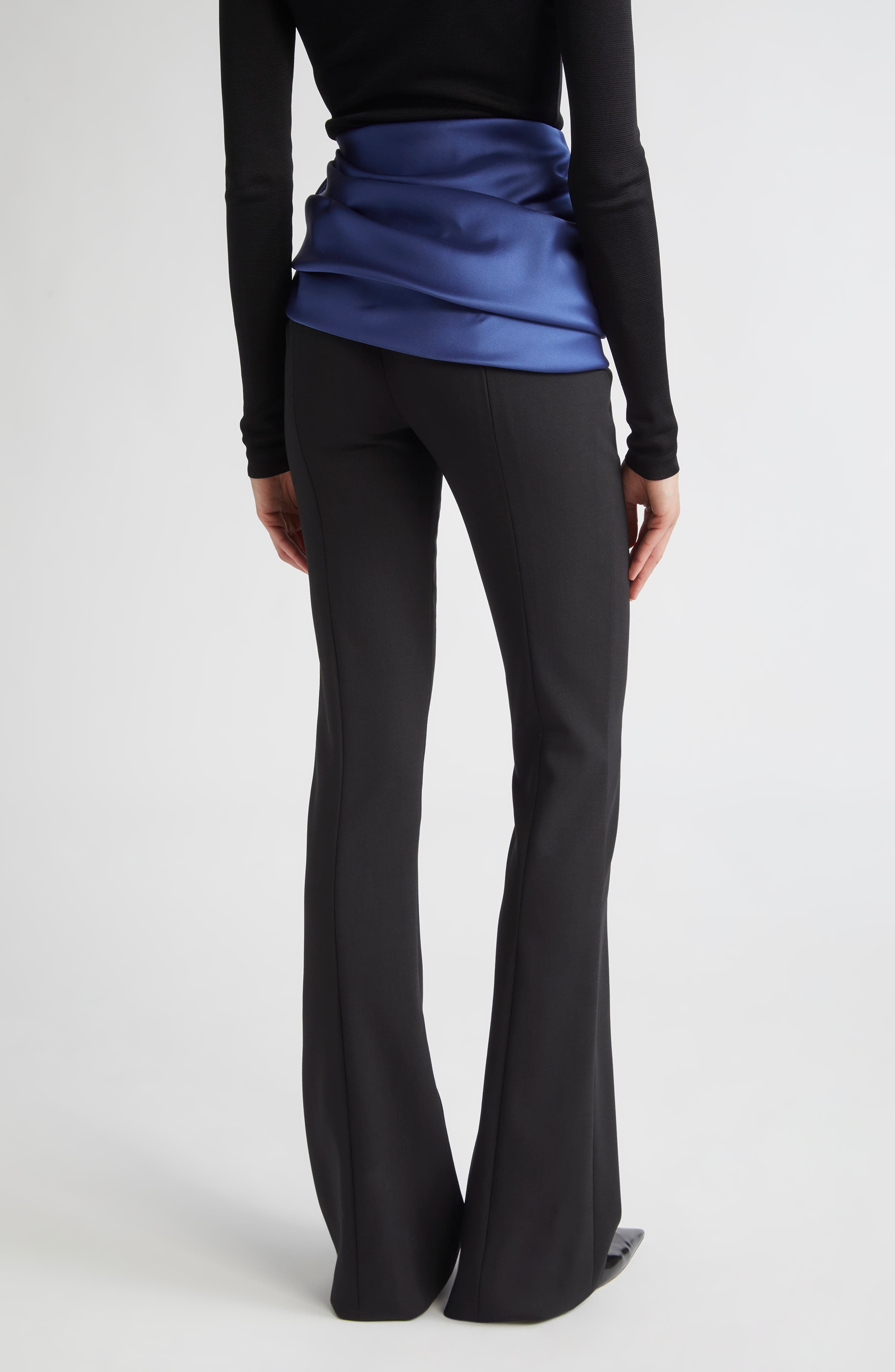 Carolina Herrera Rosette Sash Bootcut Pants in Black Multi at Nordstrom - 3