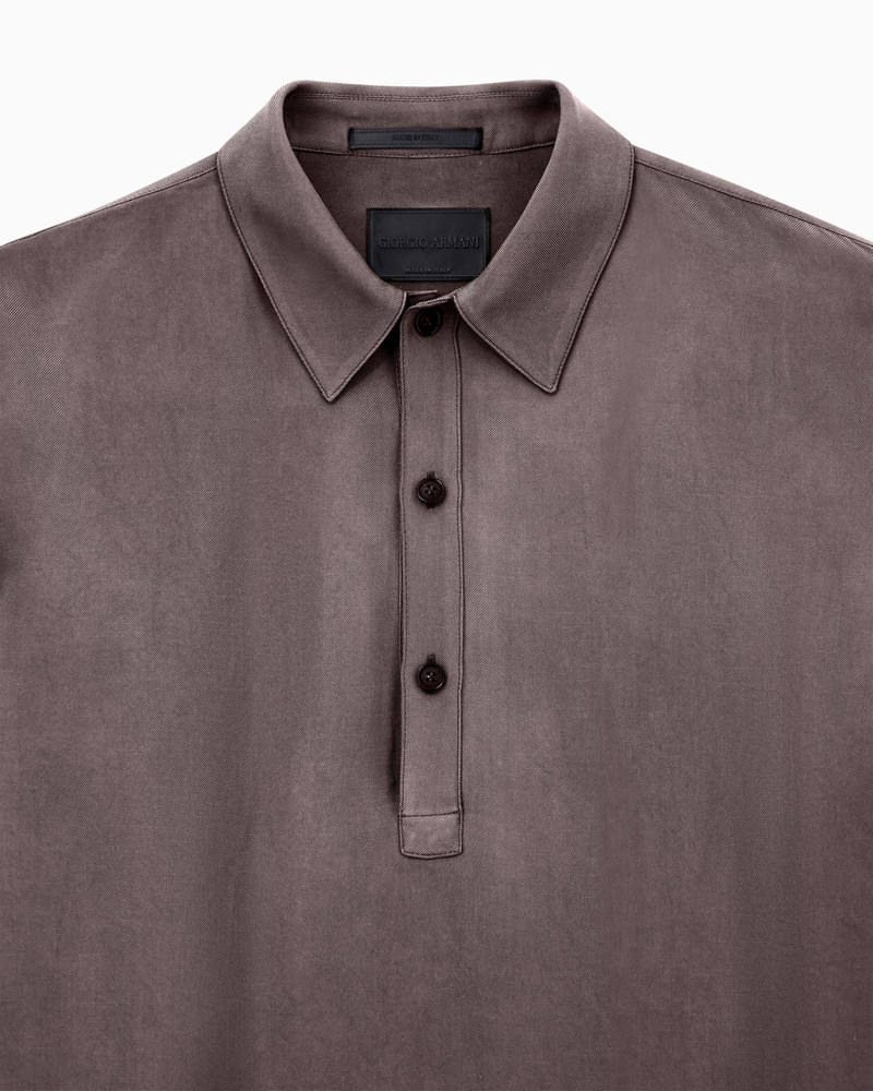 FADED VISCOSE TWILL POLO COLLAR SHIRT 5