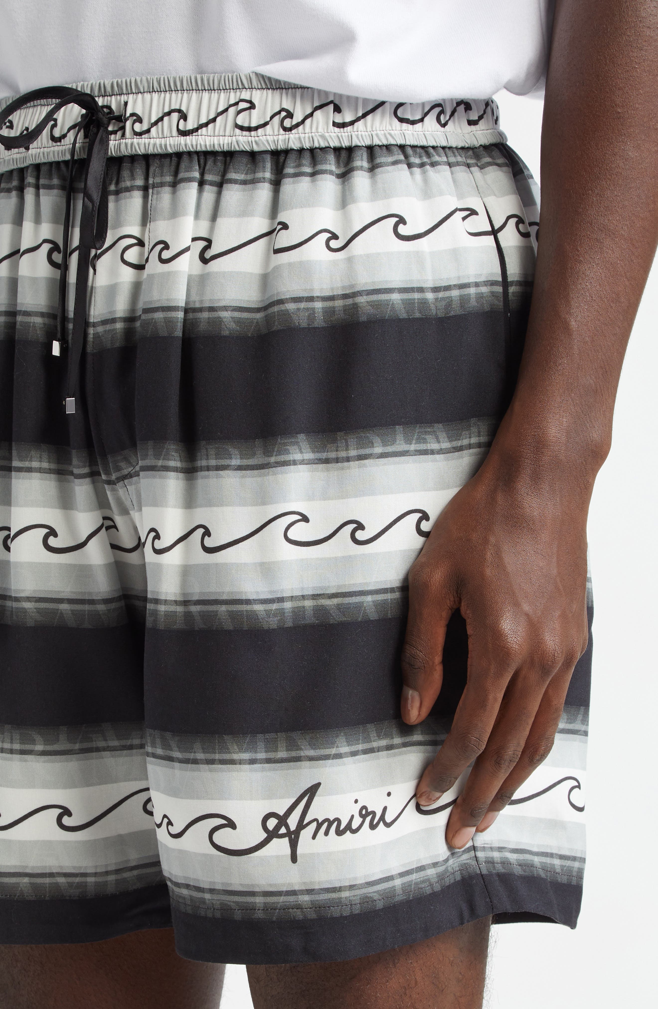 AMIRI Wave Baja Stripe Shorts in Black at Nordstrom - 5