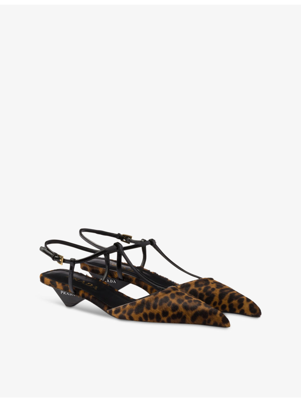 Logo-plaque leopard leather heeled courts - 3