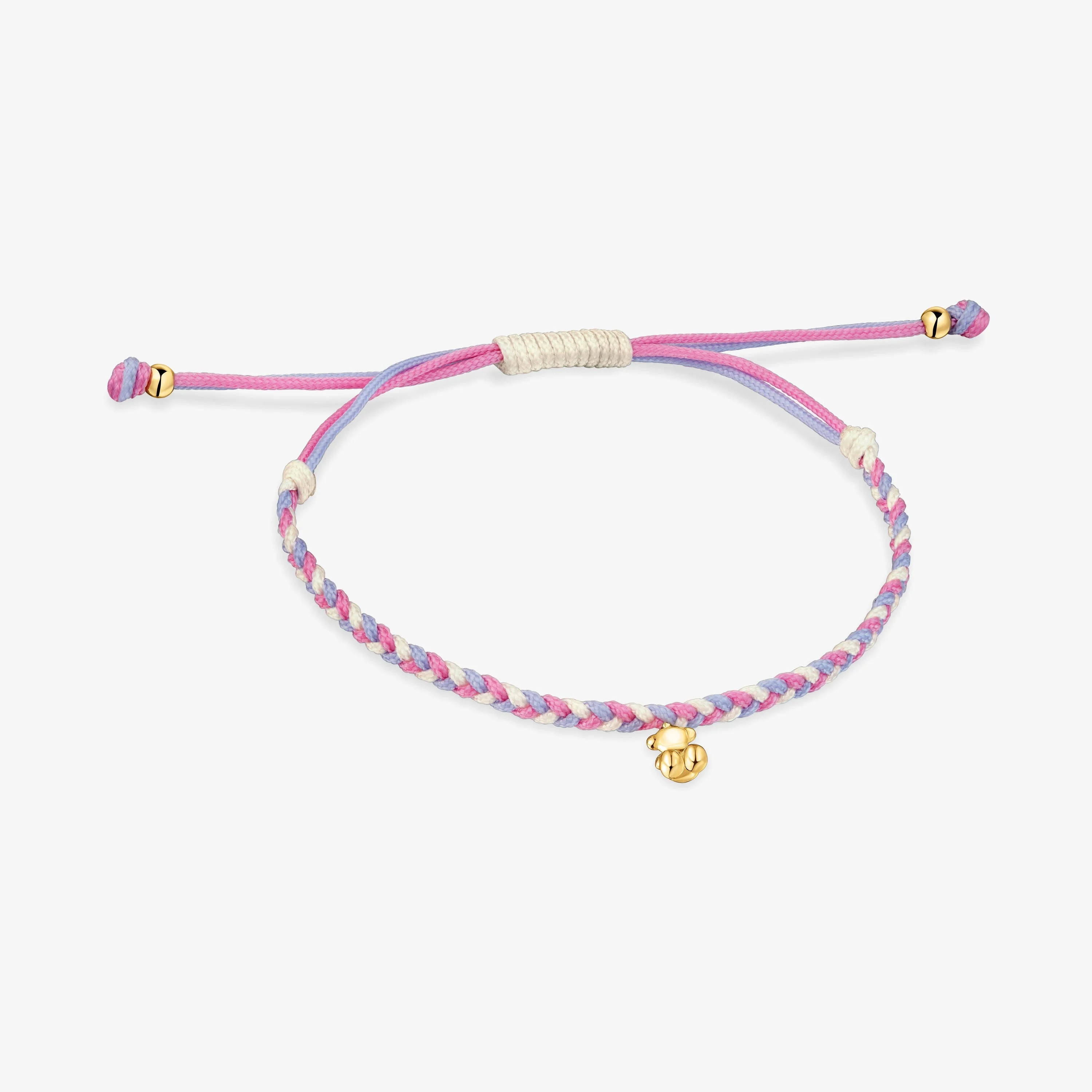 Bear Bracelet with 18K gold vermeil and pink/white nylon TOUS Motifs - 1