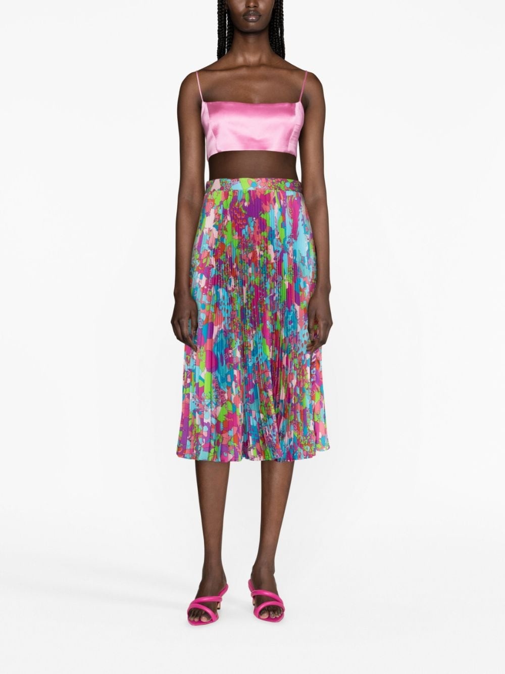 abstract-print pleated midi skirt - 2