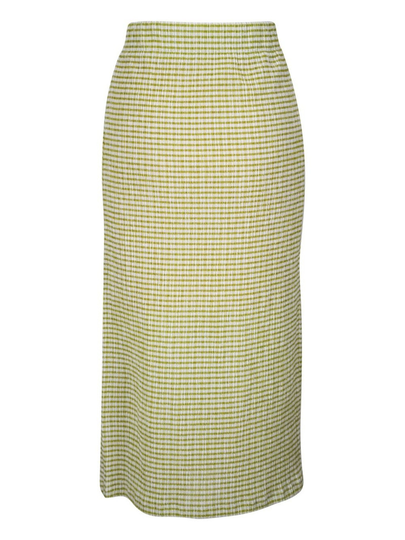 Vince checked smocked midi skirt outlook