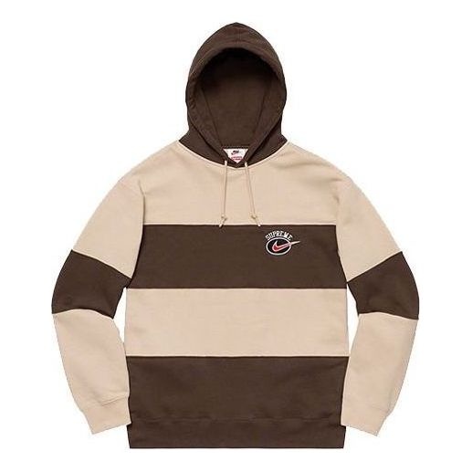 Supreme x Nike Stripe Hooded Sweatshirt 'Brown Tan' SUP-SS19-10153 - 1