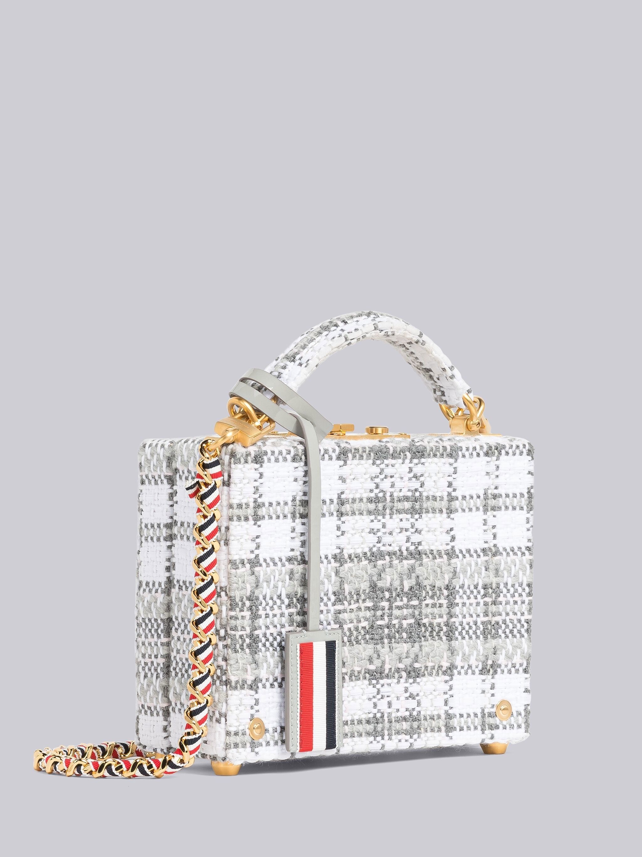 Tartan Tweed Woven Chain Micro Attache Case - 3