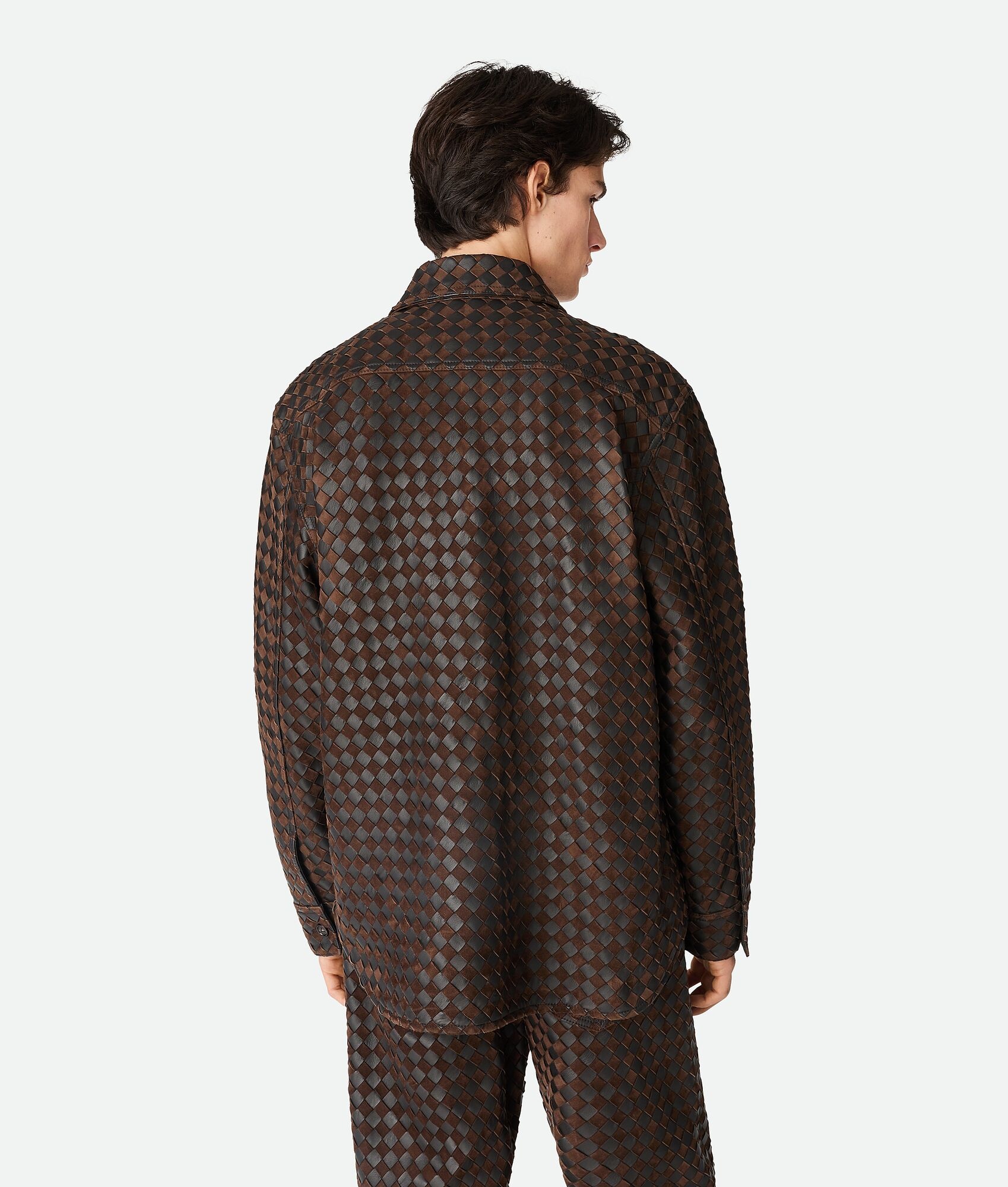 Intrecciato Leather And Suede Shirt - 3