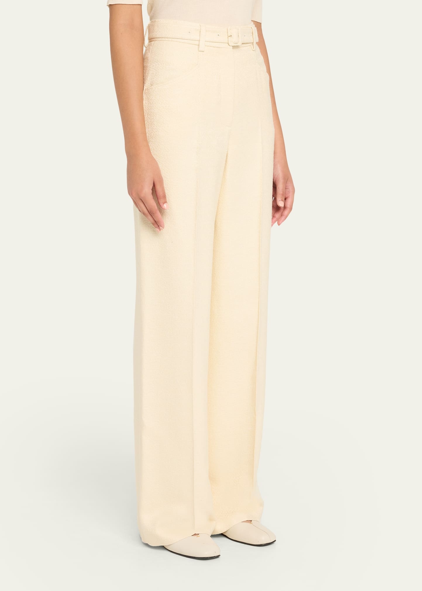 Norman Textured Silk Straight-Leg Pants With Belt - 4