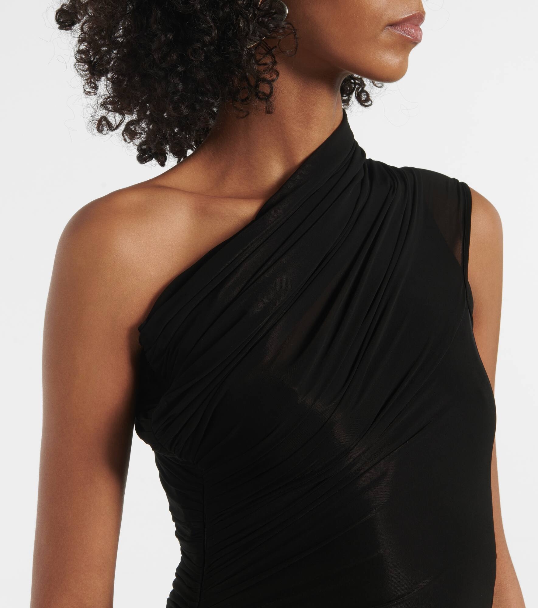 One-shoulder ruched midi dress - 4