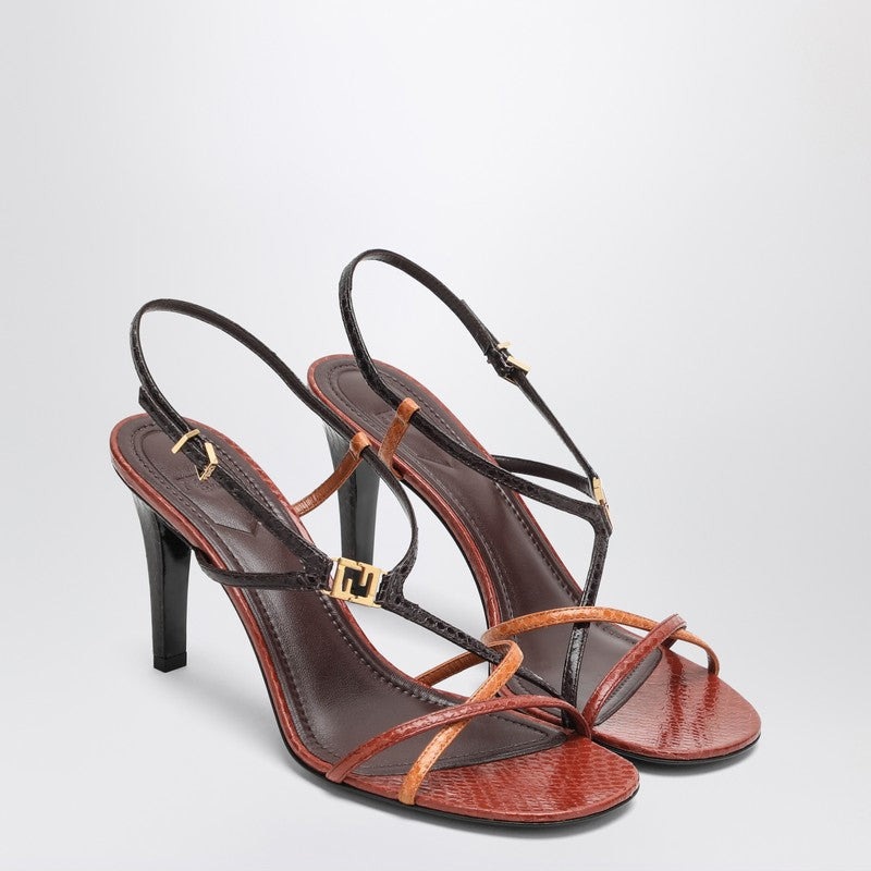 Fendi Fendi Ffold Burgundy/Brown Heel Sandal Women - 2
