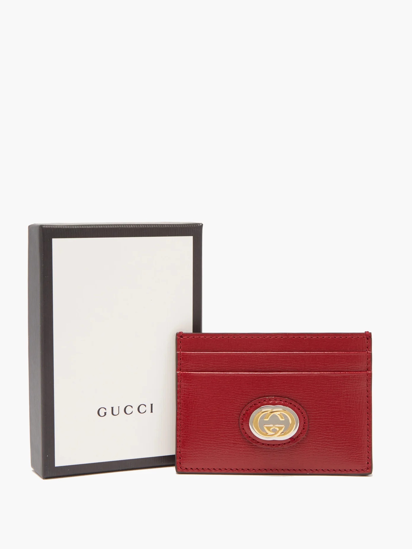 Logo-plaque grained-leather cardholder - 5