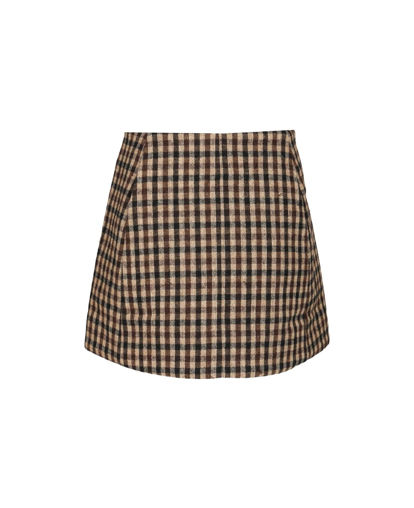 Checked Wool Mini Skirt - 2