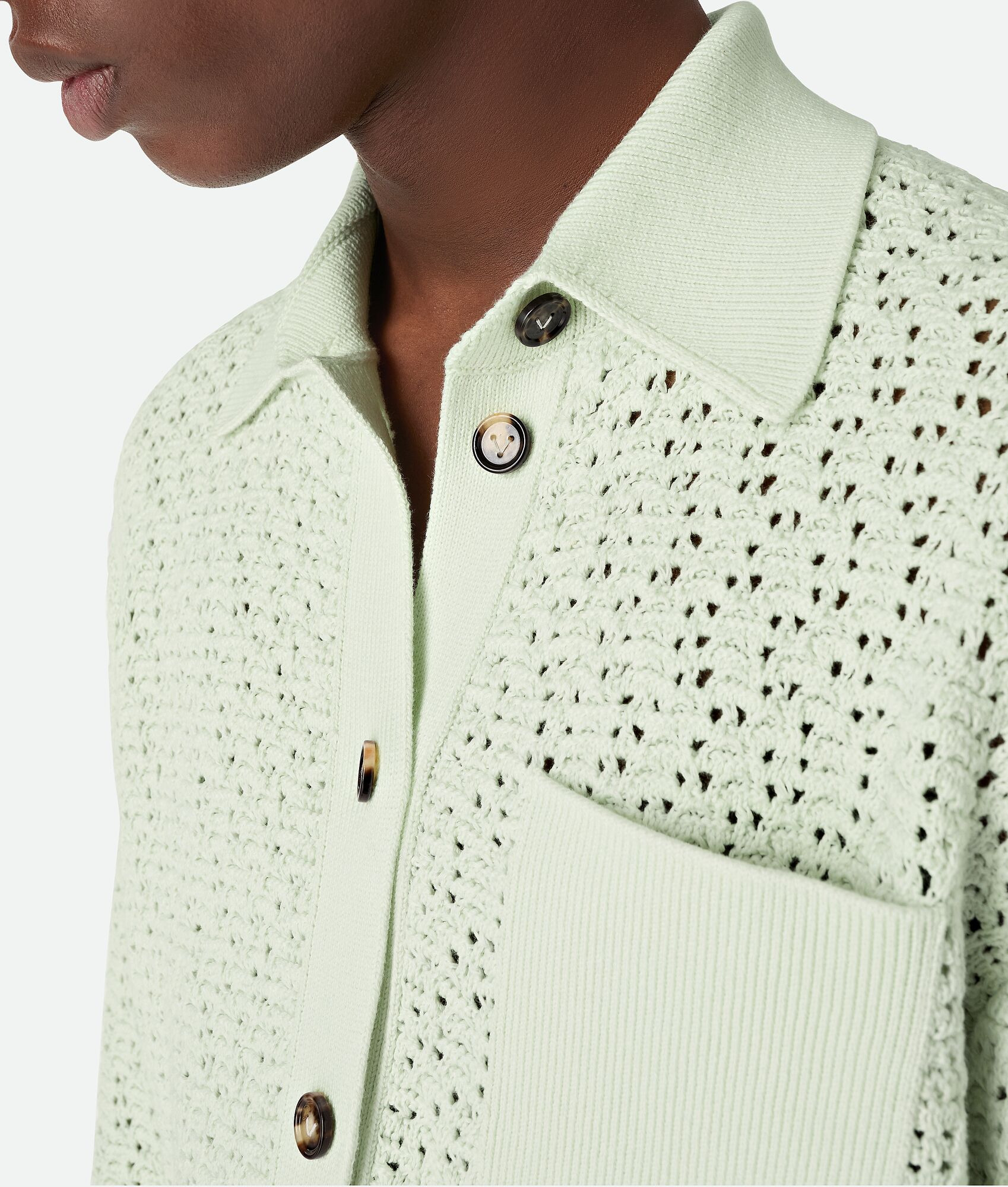 Cotton Crochet Knit Shirt - 4