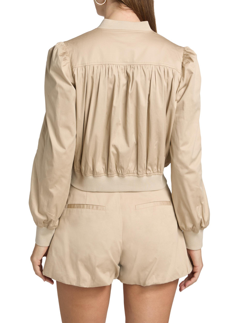 Women's Sariah Cotton Sateen Crop Bomber Jacket - Light Khaki 5