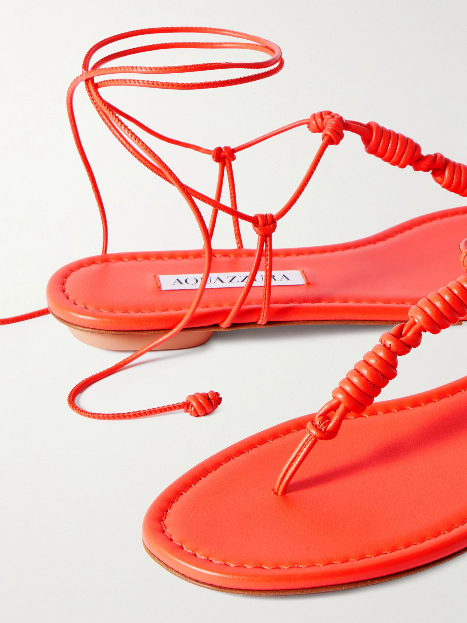 Oaxaca knotted leather sandals Tomato red - 4