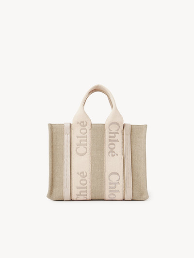 Chloé SMALL WOODY TOTE BAG IN LINEN outlook
