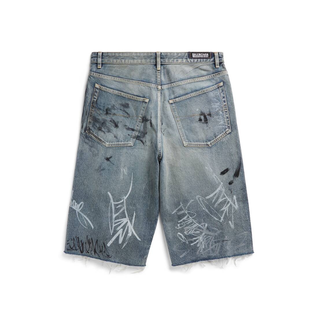 Men's Graffiti Baggy Shorts in Light Blue - 2