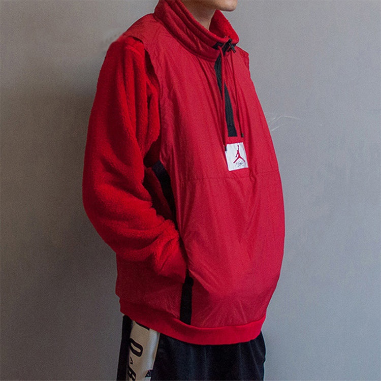 Air Jordan Pullover Fleece Lined Sports Jacket Red AH6256-687 - 4