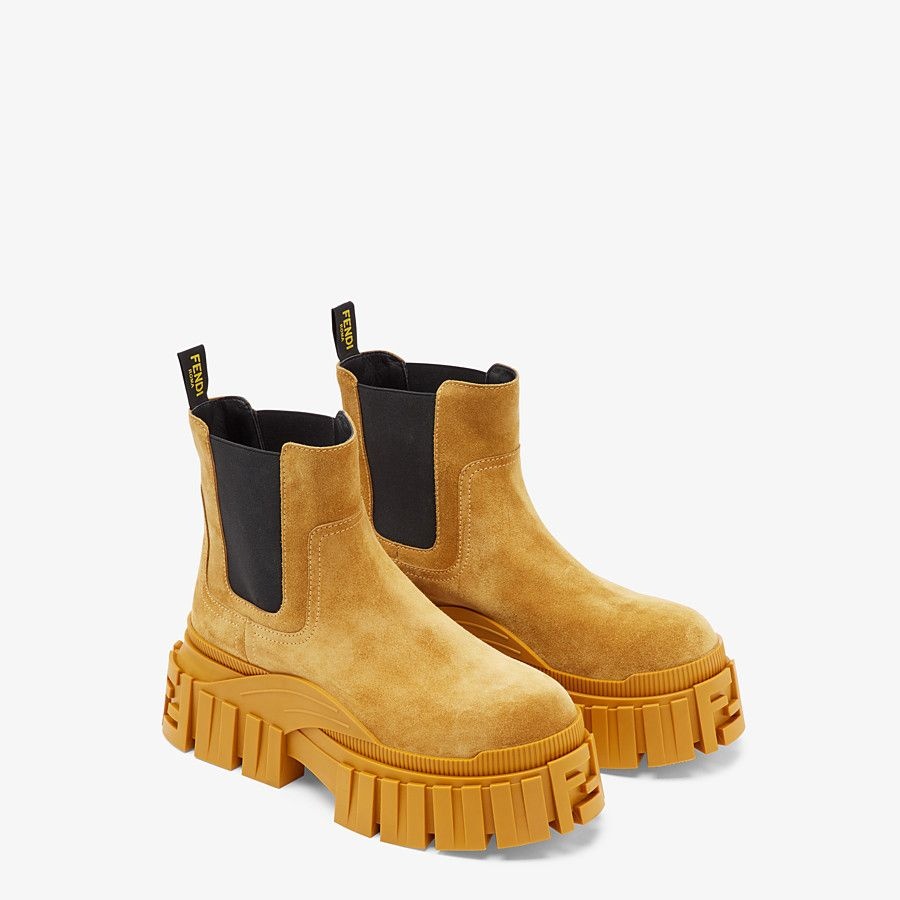 Yellow suede Chelsea boots - 4