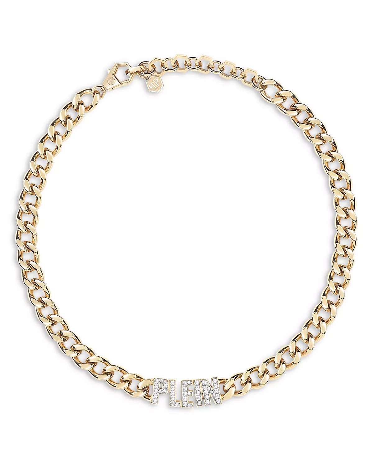 Lettering Gold Tone Chain Necklace, 15" - 1