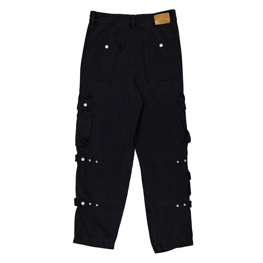 Isabel Marant Men's Black Logo-Patch Cargo Jeans - 2