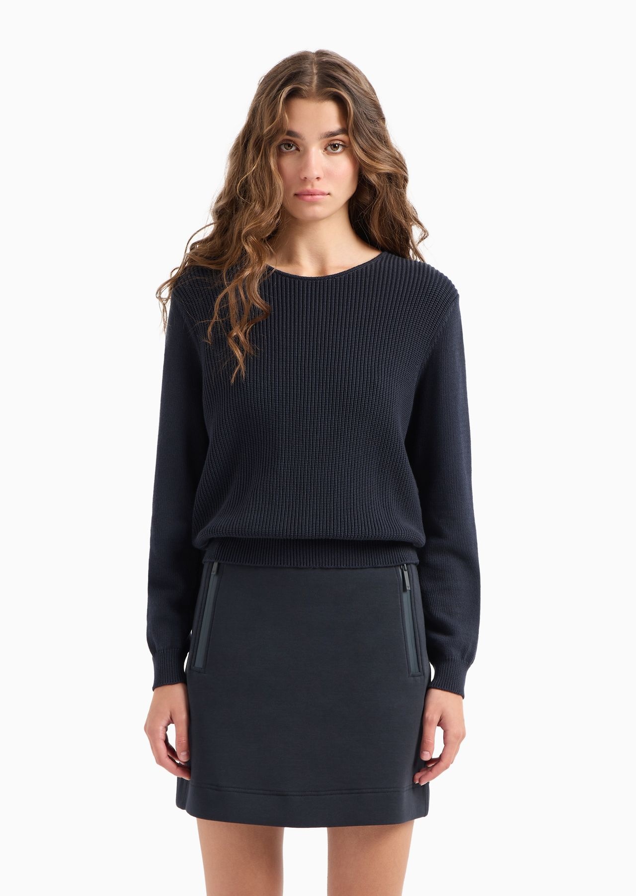 Cotton-blend half fisherman’s rib crossover jumper - 3