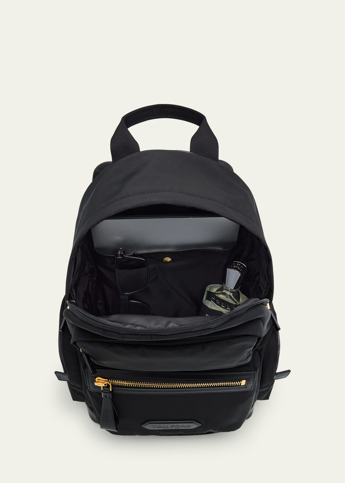 Men's Leather-Trim Recycled Nylon Backpack - 3