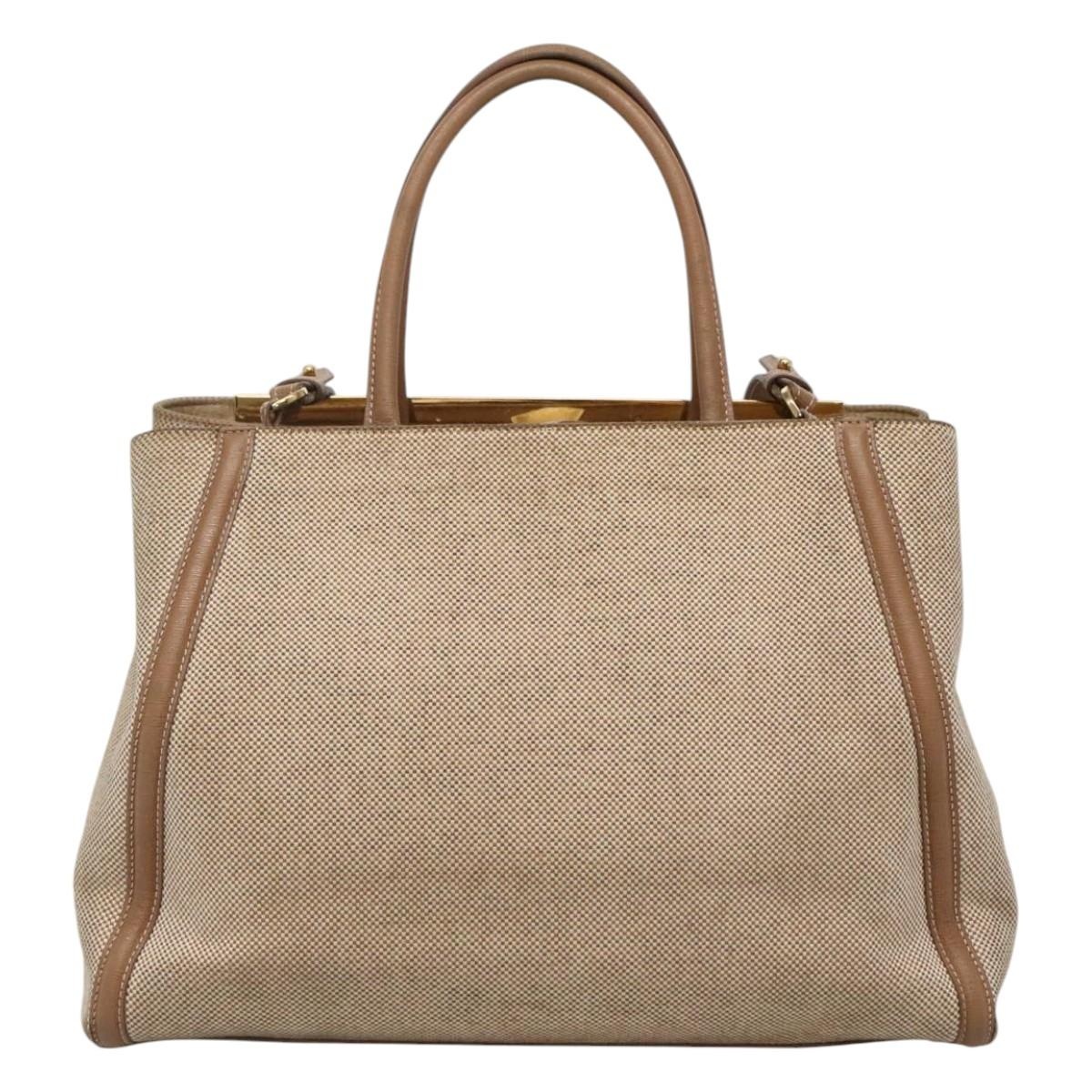FENDI To Joule Hand Bag Canvas Gold Beige - 2