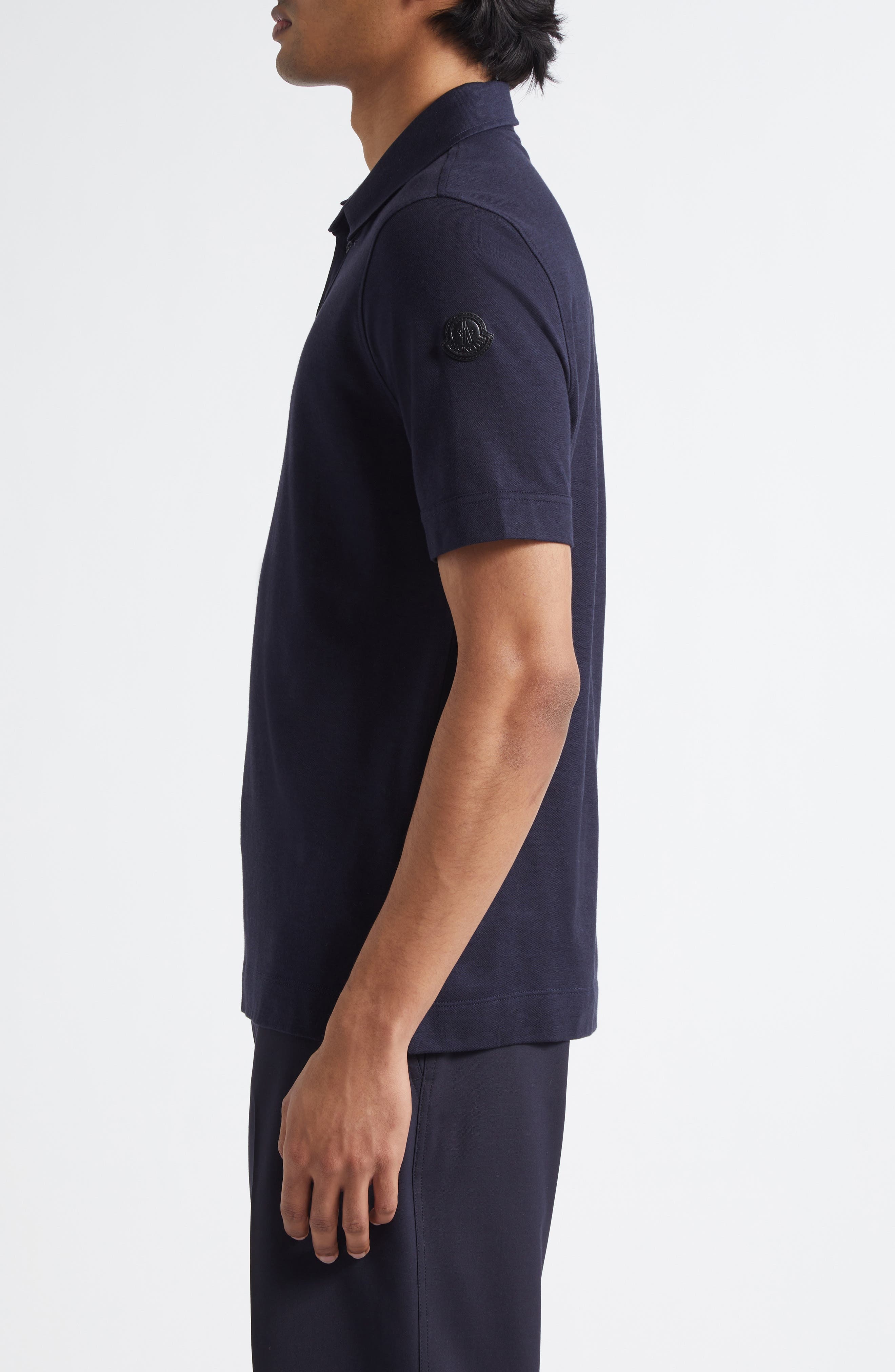 Moncler Cotton Blend Polo in Dark Navy Blue at Nordstrom - 3