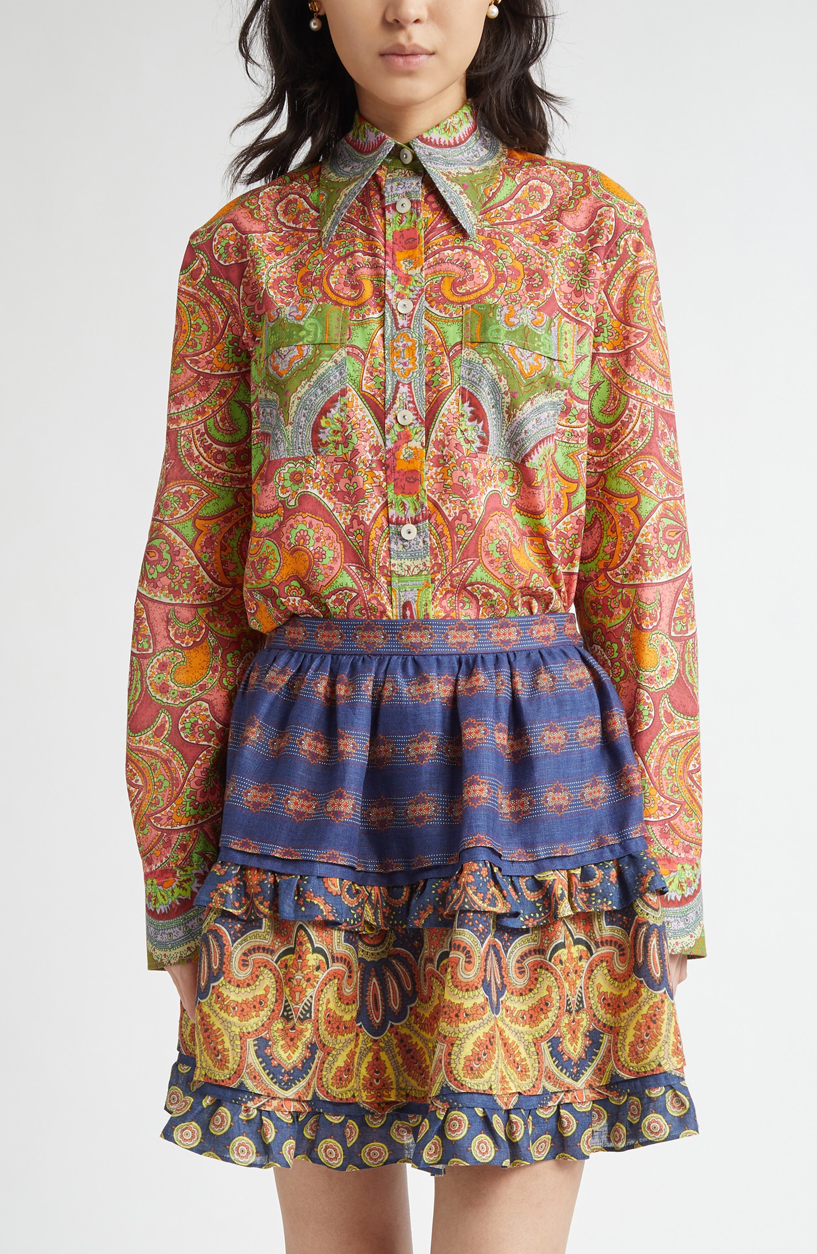Valentino Garavani Paisley Button-Up Shirt in Pink Multi at Nordstrom - 1