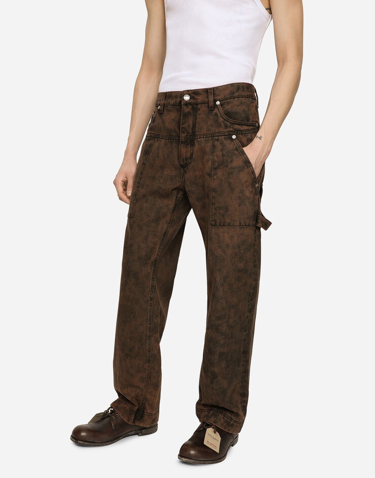 Overdyed denim worker jeans - 4