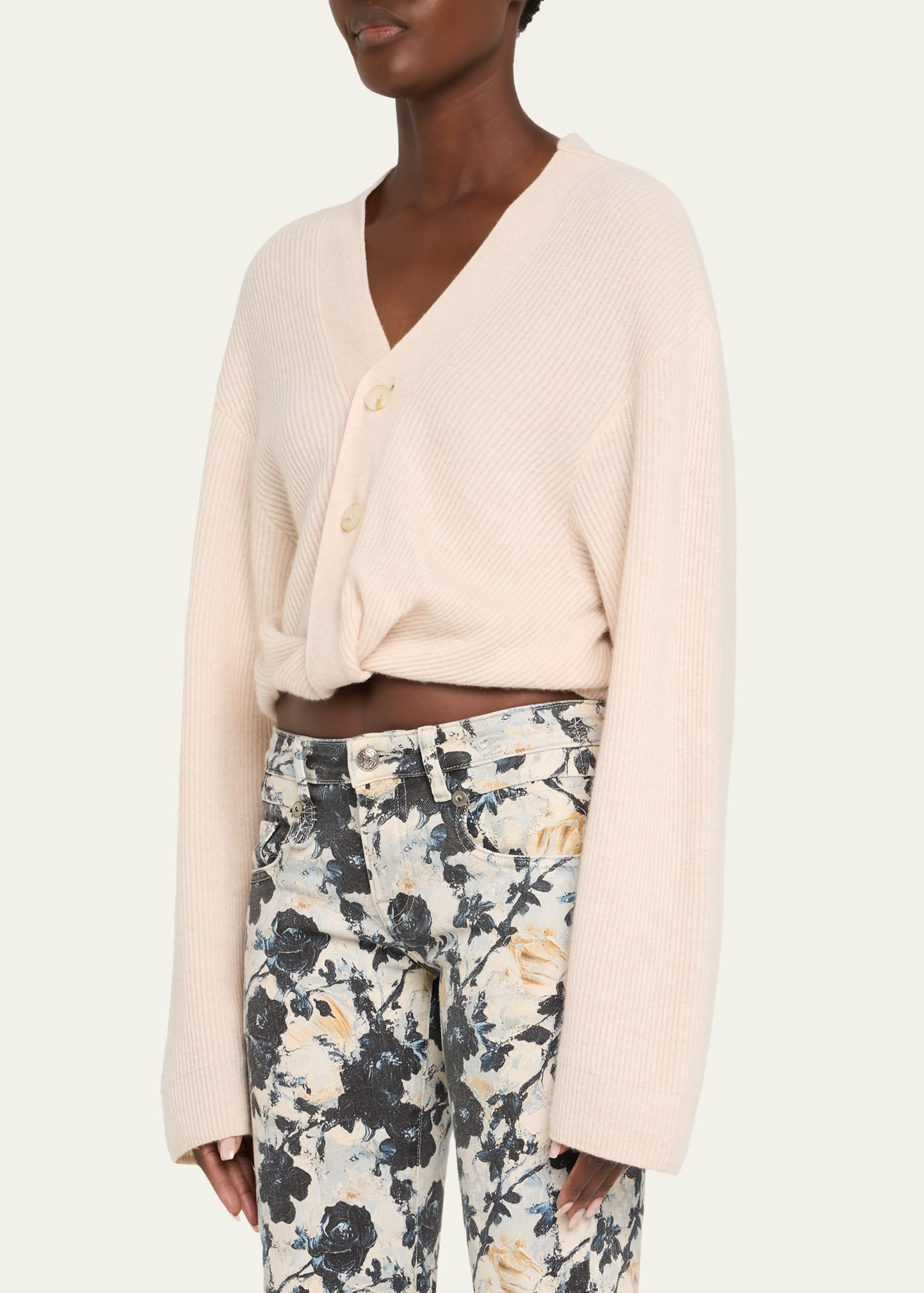Cashmere Twist-Front Cardigan - 4