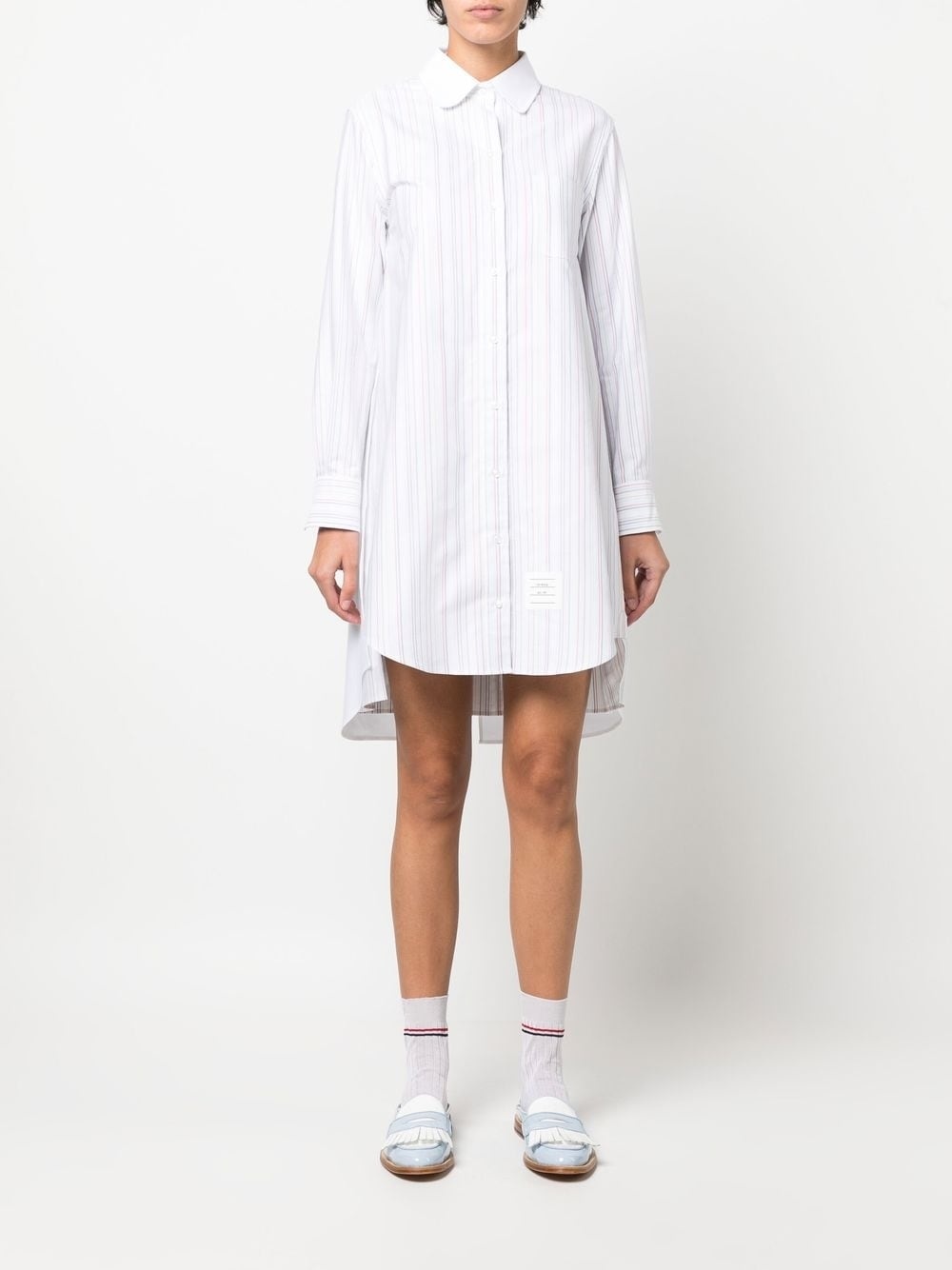 striped pleat-detail shirtdress - 2