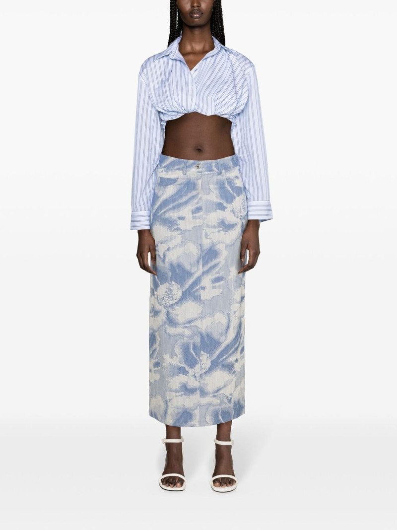MSGM pattern-jacquard denim maxi skirt outlook