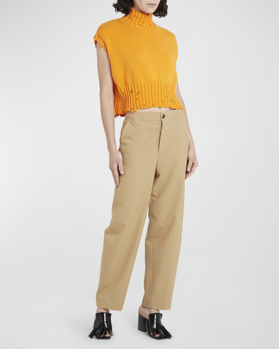 Marni Straight-Leg Wool Trousers with Logo Stitching outlook