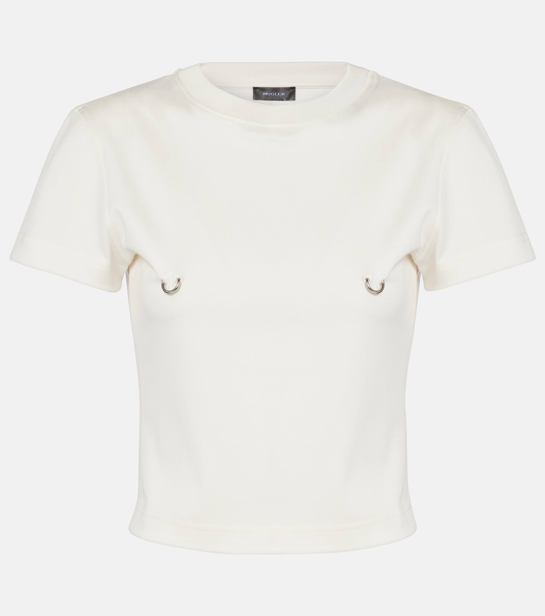Embellished cotton jersey crop top - 1